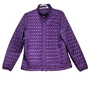 Lands End Primaloft Packable Quilted Jacket Women's Medium Purple‎ Full Zip Coat